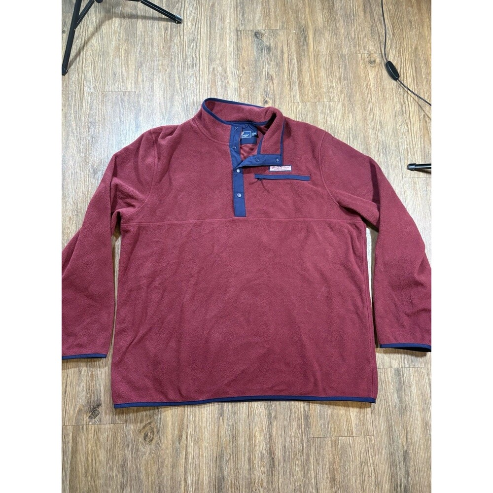 Vineyard Vines Fleece Mens Red 1/4 Snap Harbor Fleece Marthas Vineyard XXL